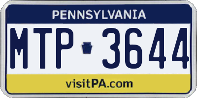 PA license plate MTP3644
