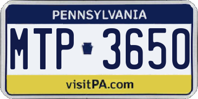 PA license plate MTP3650