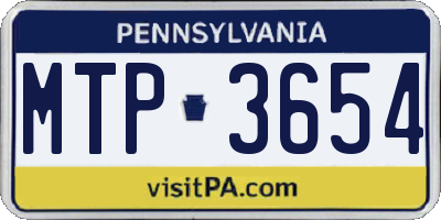 PA license plate MTP3654