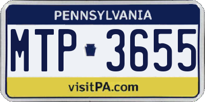 PA license plate MTP3655