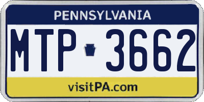 PA license plate MTP3662