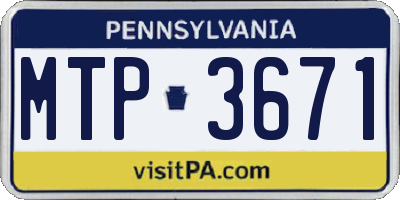 PA license plate MTP3671
