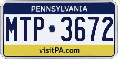 PA license plate MTP3672