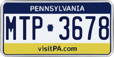 PA license plate MTP3678