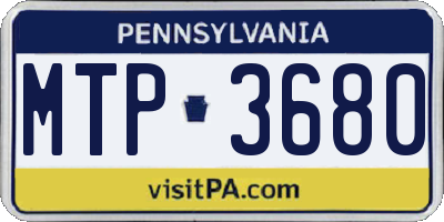 PA license plate MTP3680