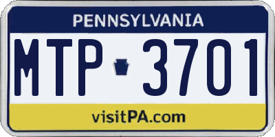 PA license plate MTP3701