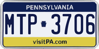 PA license plate MTP3706