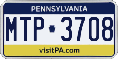 PA license plate MTP3708