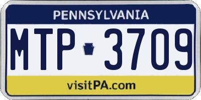 PA license plate MTP3709