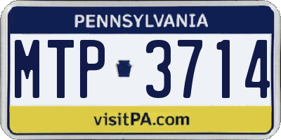 PA license plate MTP3714