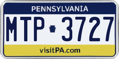 PA license plate MTP3727