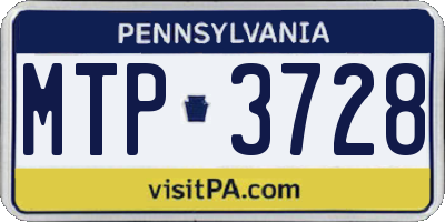 PA license plate MTP3728