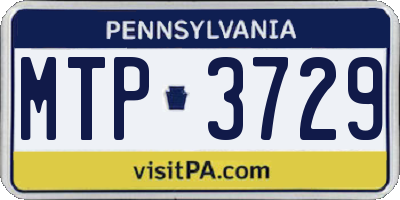 PA license plate MTP3729