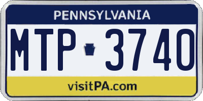 PA license plate MTP3740