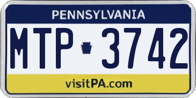 PA license plate MTP3742