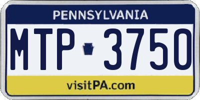PA license plate MTP3750
