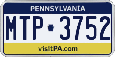 PA license plate MTP3752