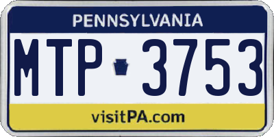 PA license plate MTP3753