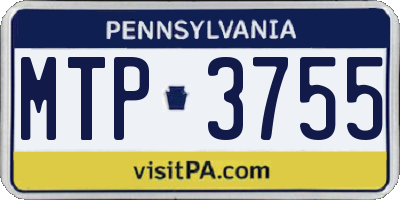 PA license plate MTP3755