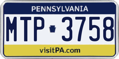 PA license plate MTP3758