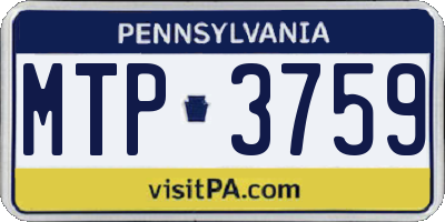 PA license plate MTP3759