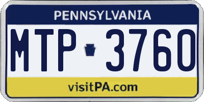 PA license plate MTP3760