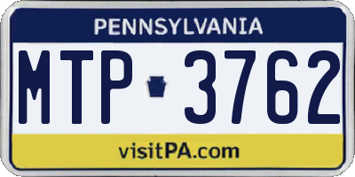 PA license plate MTP3762