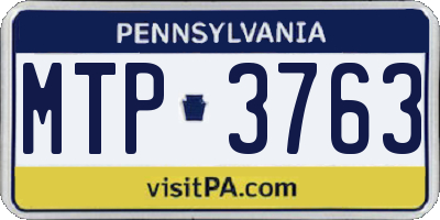 PA license plate MTP3763
