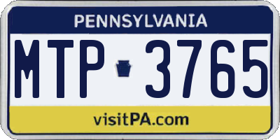 PA license plate MTP3765