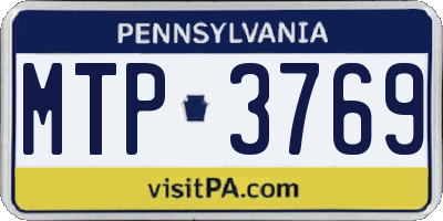 PA license plate MTP3769