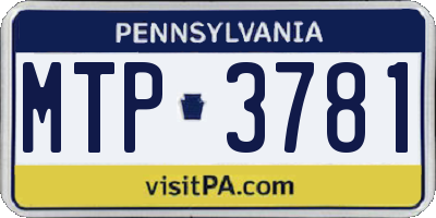 PA license plate MTP3781