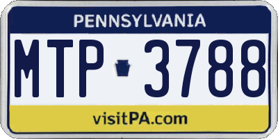 PA license plate MTP3788