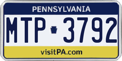 PA license plate MTP3792