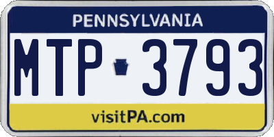 PA license plate MTP3793