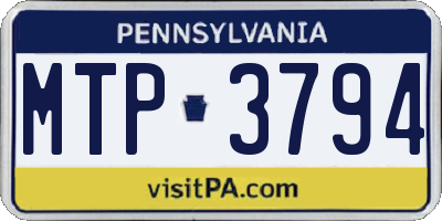 PA license plate MTP3794
