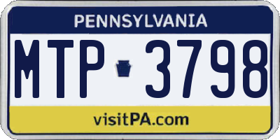 PA license plate MTP3798