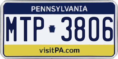 PA license plate MTP3806