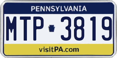 PA license plate MTP3819