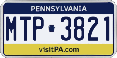 PA license plate MTP3821