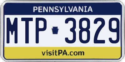 PA license plate MTP3829