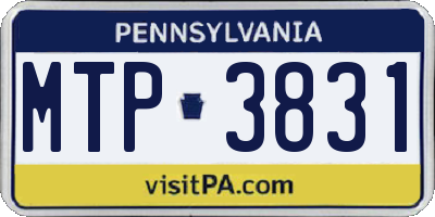 PA license plate MTP3831