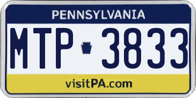 PA license plate MTP3833