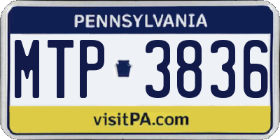 PA license plate MTP3836