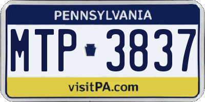 PA license plate MTP3837