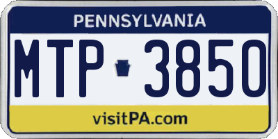 PA license plate MTP3850