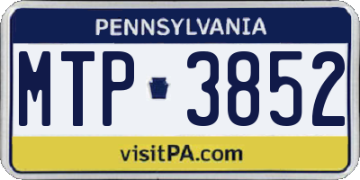 PA license plate MTP3852