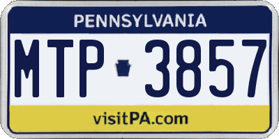 PA license plate MTP3857