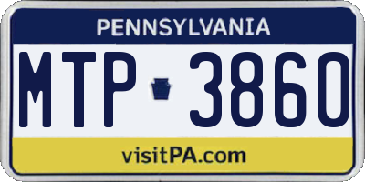 PA license plate MTP3860