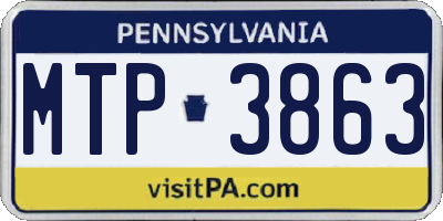 PA license plate MTP3863