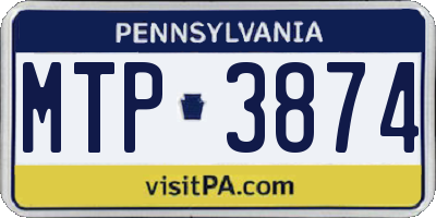 PA license plate MTP3874